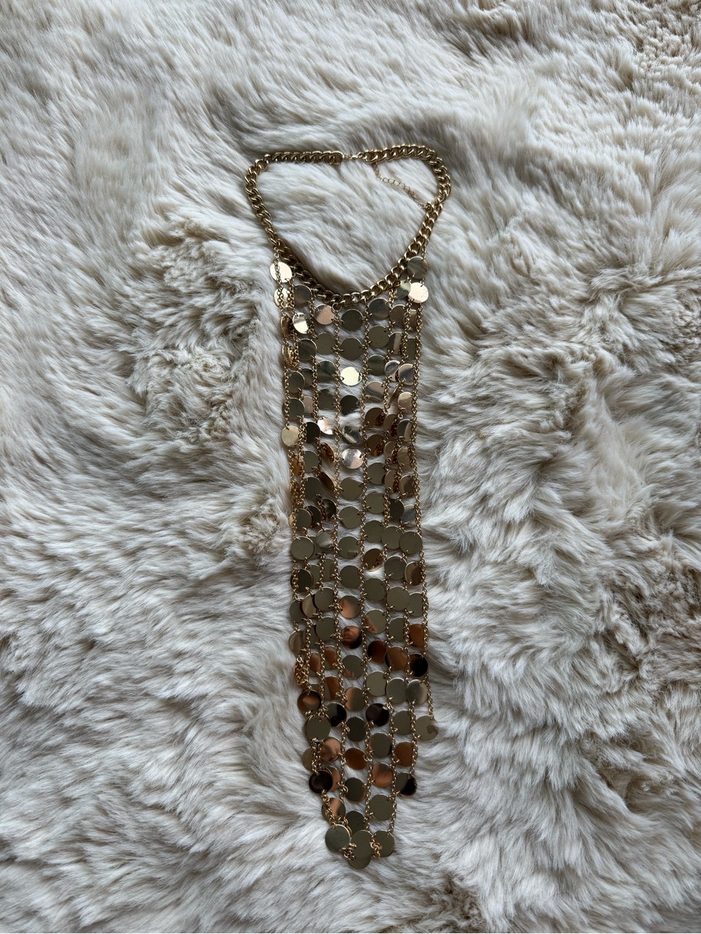 Gold Statement Disco Mesh Bib Necklace
